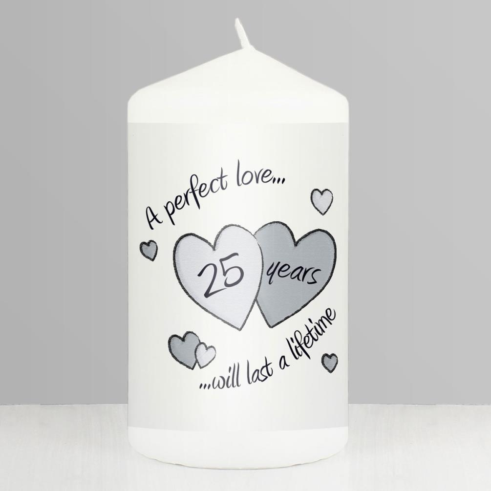 Perfect Love Silver Anniversary Pillar Candle Extra Image 1